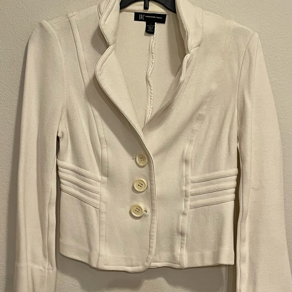 I.N.C. International Concepts ivory cropped jacket, 100% cotton, size L